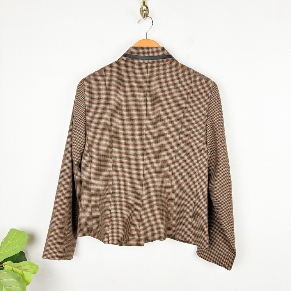 Pendleton Brown Houndstooth Plaid Virgin Wool Lea… - image 2